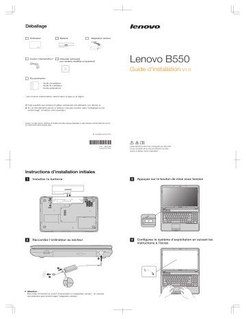 Manuel du propriétaire | Lenovo B550 Manuel utilisateur | Fixfr