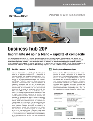 Manuel du propriétaire | Konica Minolta BUSINESS HUB 20P Manuel utilisateur | Fixfr