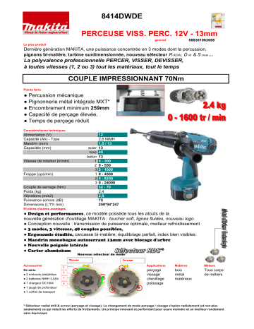 Manuel du propriétaire | Makita 8414DWDE Manuel utilisateur | Fixfr