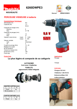 Makita 6260DWPE3 Manuel utilisateur