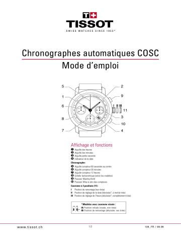 Manuel du propriétaire | Tissot CHRONOGRAPHES AUTOMATIQUES COSC Manuel utilisateur | Fixfr
