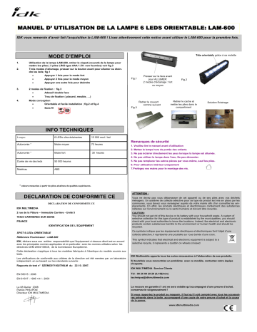 Manuel du propriétaire | IDK MULTIMEDIA LAM-600 Manuel utilisateur | Fixfr