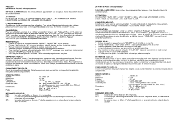 Manuel du propriétaire | EUTECH INSTRUMENTS PH1 Manuel utilisateur | Fixfr