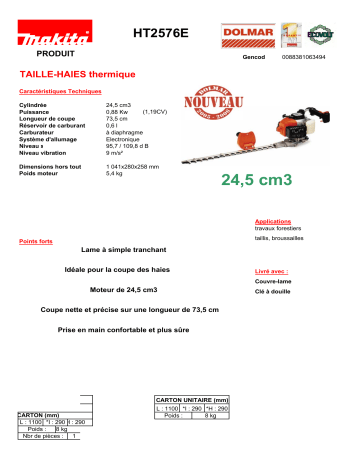 Manuel du propriétaire | Makita HT2576E Manuel utilisateur | Fixfr