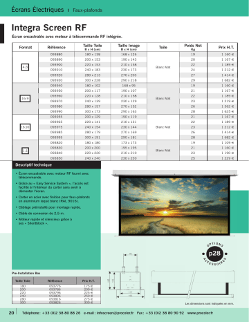 Manuel du propriétaire | Procolor INTEGRA SCREEN RF Manuel utilisateur | Fixfr