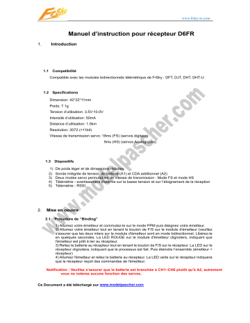 Manuel du propriétaire | FrSky DHT Manuel utilisateur | Fixfr