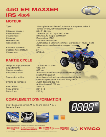 Manuel du propriétaire | KYMCO 450 EFI MAXXER IRS 4X4 Manuel utilisateur | Fixfr