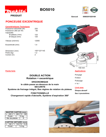 Manuel du propriétaire | Makita BO5010 Manuel utilisateur | Fixfr