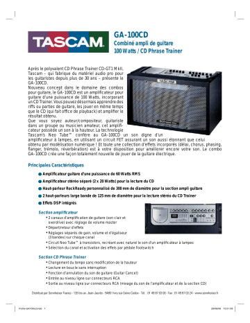 Manuel du propriétaire | Tascam GA-100CD Manuel utilisateur | Fixfr