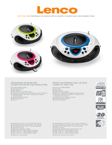 Manuel du propriétaire | Lenco SCD-38 USB Manuel utilisateur | Fixfr