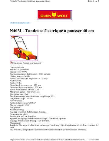 Manuel du propriétaire | Wolf N40M Manuel utilisateur | Fixfr