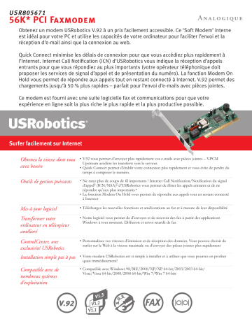 Manuel du propriétaire | US Robotics USR805671 Manuel utilisateur | Fixfr