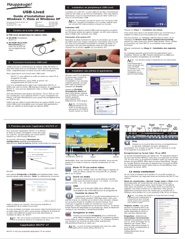 Manuel du propriétaire | HAUPPAGE USB-Live2 Manuel utilisateur | Fixfr