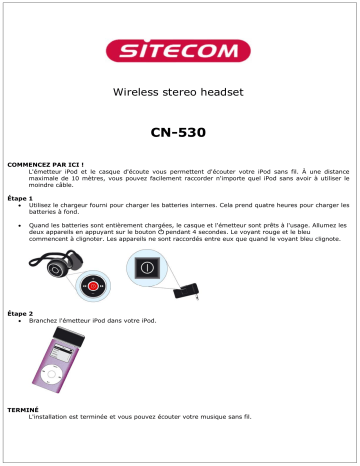 Manuel du propriétaire | Sitecom CN-530 IPOD TRANSMITTER HEADSETWEB VERSION Manuel utilisateur | Fixfr