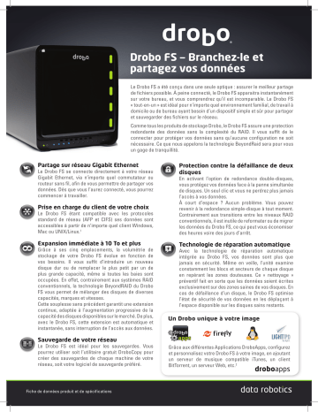 Manuel du propriétaire | DATA ROBOTICS DROBO FS Manuel utilisateur | Fixfr