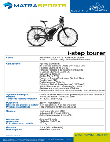 Manuel du propriétaire | MATRA I-STEP TOURER Manuel utilisateur | Fixfr