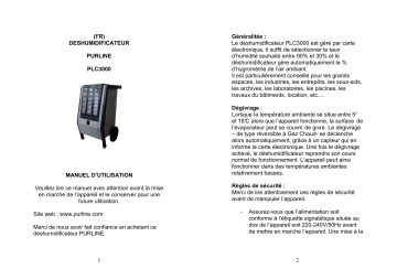 Manuel du propriétaire | PUR LINE PLC 3000 Manuel utilisateur | Fixfr