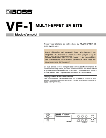 Manuel du propriétaire | Boss VF-1 Manuel utilisateur | Fixfr