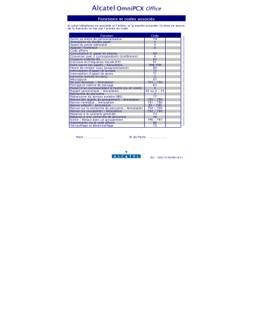 Manuel du propriétaire | Alcatel-Lucent OmniPCX Office Manuel utilisateur | Fixfr