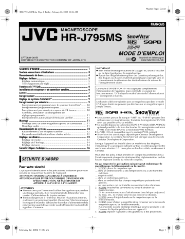 Manuel du propriétaire | JVC HR-J795MS Manuel utilisateur | Fixfr