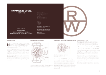 Manuel du propriétaire | Raymond Weil SELF-WINDING CHRONOGRAPH Manuel utilisateur | Fixfr