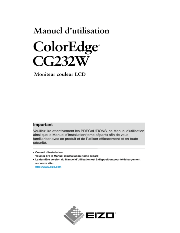 Manuel du propriétaire | Eizo ColorEdge CG232W Manuel utilisateur | Fixfr