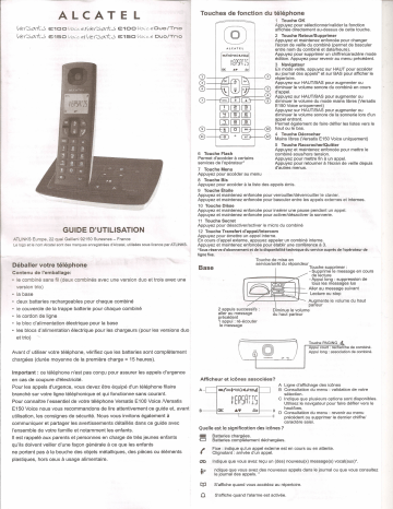 Manuel du propriétaire | Alcatel VERSATIS E150 TRIO Manuel utilisateur | Fixfr