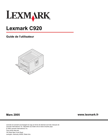 Manuel du propriétaire | Lexmark C920 Manuel utilisateur | Fixfr