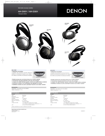 Manuel du propriétaire | Denon AH-D501 Manuel utilisateur | Fixfr