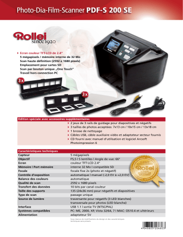 Manuel du propriétaire | Rollei PDF-S 120 SE Manuel utilisateur | Fixfr