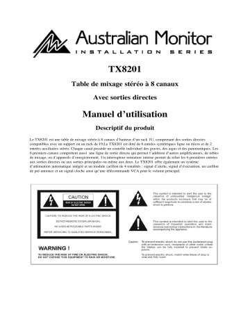 Manuel du propriétaire | AUSTRALIAN MONITOR TX8201 Manuel utilisateur | Fixfr
