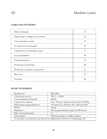Manuel du propriétaire | SEVERIN BM 3989 Manuel utilisateur | Fixfr