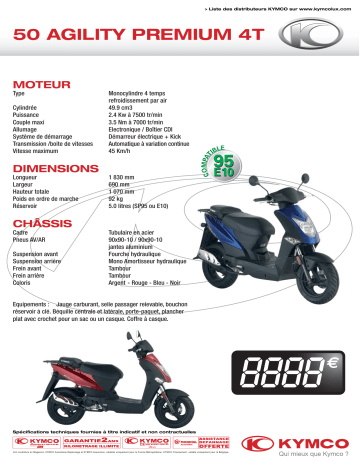 Manuel du propriétaire | KYMCO 50 AGILITY PREMIUM 4T Manuel utilisateur | Fixfr