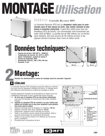 Manuel du propriétaire | Somfy INTEO CENTRALIS RECEIVER RTS Manuel utilisateur | Fixfr