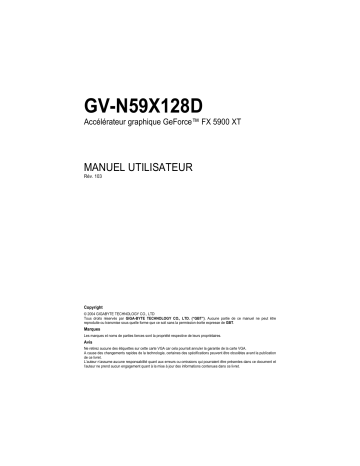 Manuel du propriétaire | Gigabyte GV-N59X128D Manuel utilisateur | Fixfr