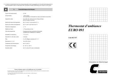 Manuel du propriétaire | Conrad EURO 091 Manuel utilisateur | Fixfr