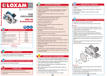 Manuel du propriétaire | LOXAM SCIE CIRCULAIRE GKS 85 PRO Manuel utilisateur | Fixfr