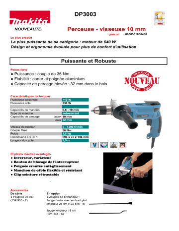 Manuel du propriétaire | Makita DP3003 Manuel utilisateur | Fixfr