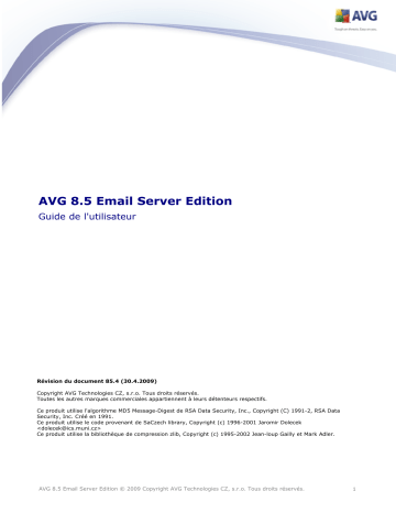 Manuel du propriétaire | AVG AVG 8.5 EMAIL SERVER EDITION Manuel utilisateur | Fixfr