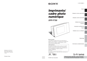 Manuel du propriétaire | Sony DPP-F700 Manuel utilisateur | Fixfr