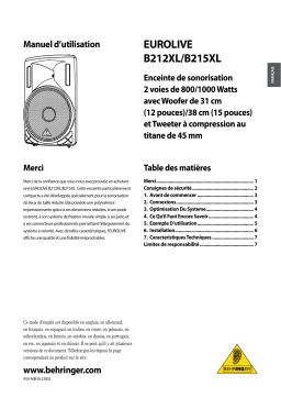 Behringer B212XL Manuel utilisateur