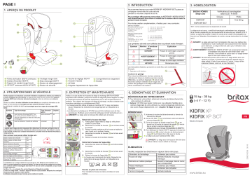 Manuel du propriétaire | Britax Kidfix XP Sict Manuel utilisateur | Fixfr