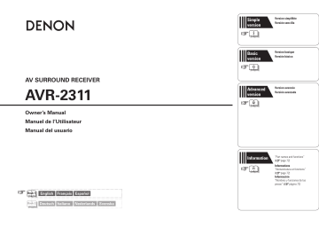 Manuel du propriétaire | Denon AVR-2311 Manuel utilisateur | Fixfr