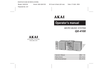 Manuel du propriétaire | Akai QX4100 Manuel utilisateur | Fixfr