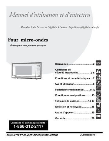 Manuel du propriétaire | Frigidaire FFCE1431L Manuel utilisateur | Fixfr