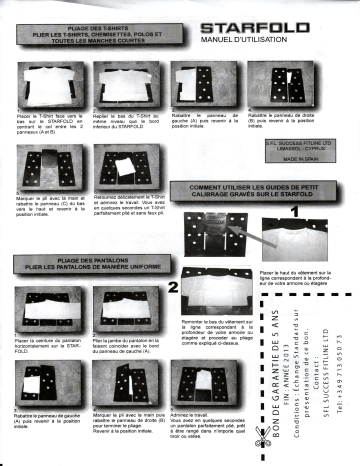 Manuel du propriétaire | STARFOLD PLIEUSE LINGE Manuel utilisateur | Fixfr