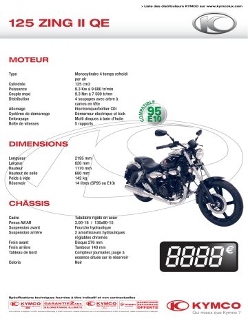 Manuel du propriétaire | KYMCO 125 ZING II QE Manuel utilisateur | Fixfr