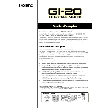 Manuel du propriétaire | Roland GI-20 Manuel utilisateur | Fixfr