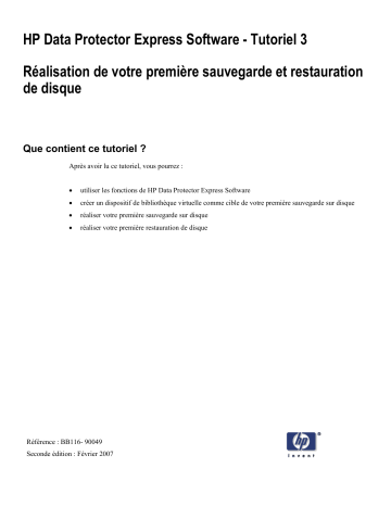 Manuel du propriétaire | HP DATA PROTECTOR EXPRESS SOFTWARE Manuel utilisateur | Fixfr