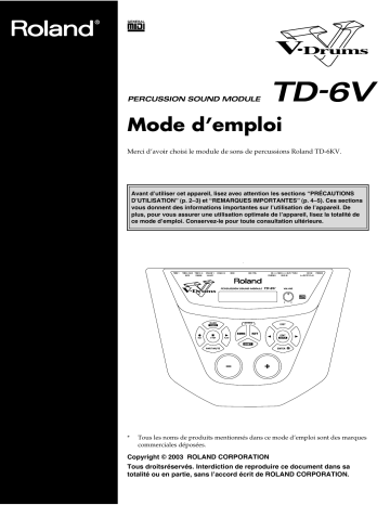 Manuel du propriétaire | Roland TD-6KV Manuel utilisateur | Fixfr